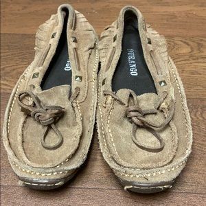 DURANGO tan studded shoes with fringe